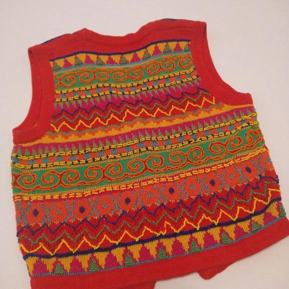Vintage DKNY Donna Karan New York Women's Beaded Sequin Coogi sweater vest funky - Picture 2 of 8